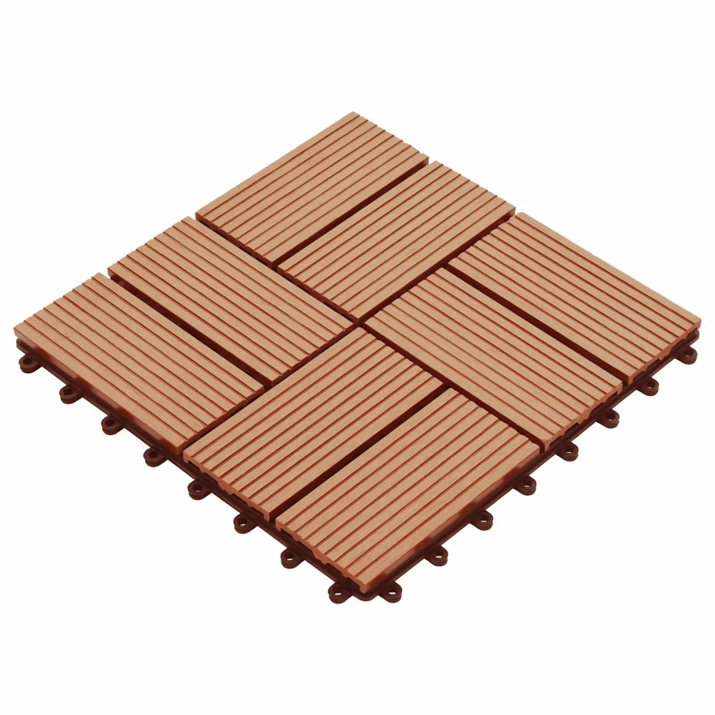 Piastrella per Decking 11 pz Teak riciclato 30 x 30 cm WPC CFW2883130