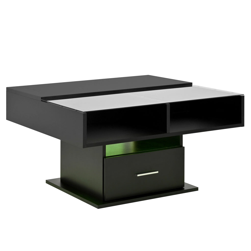 Tavolino da salotto multifunzionale - Zephmum- Regolabile in altezza, LED, lucido