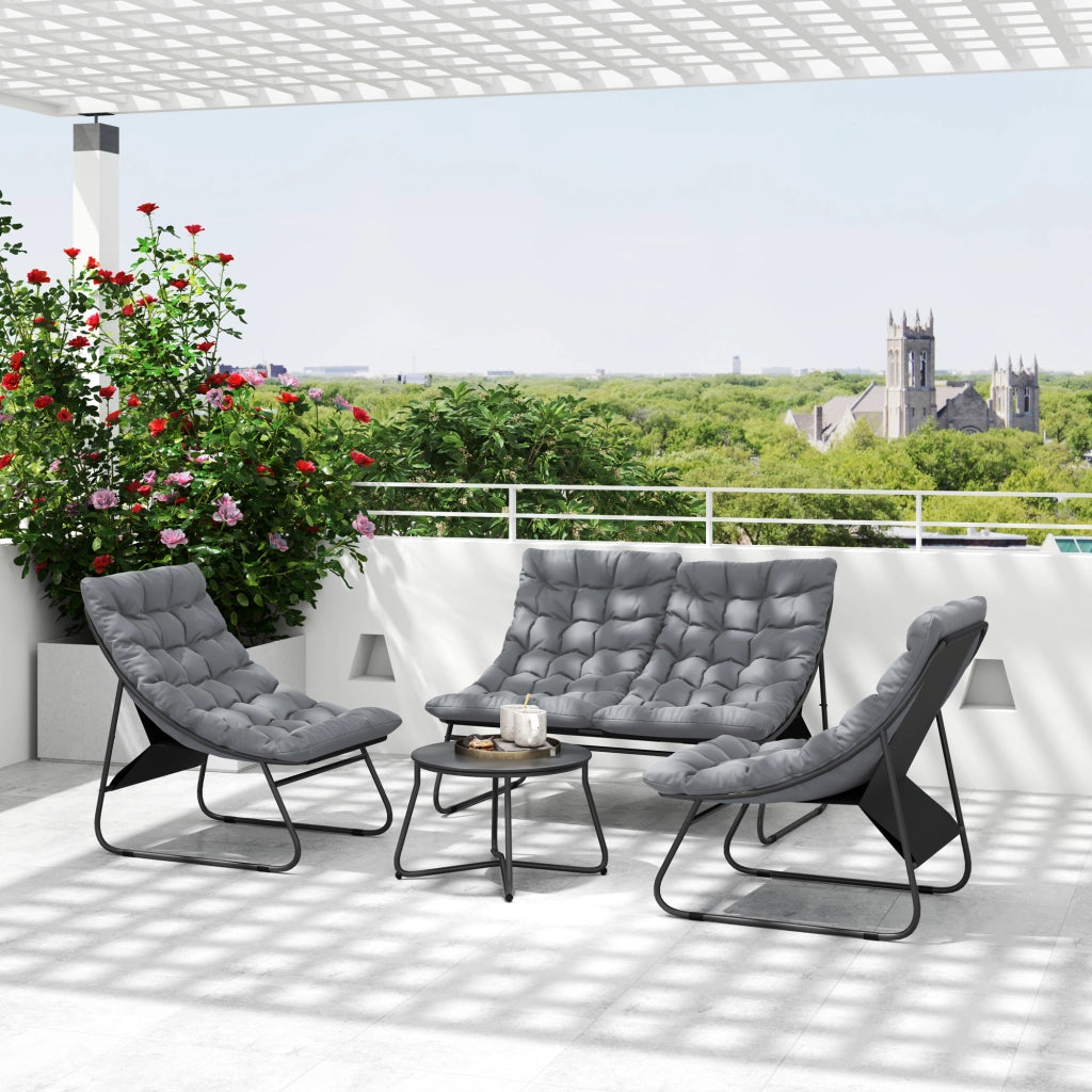 Set giardino esterno 4 posti ¨C zephmum ¨C grigio, polyrattan, acciaio