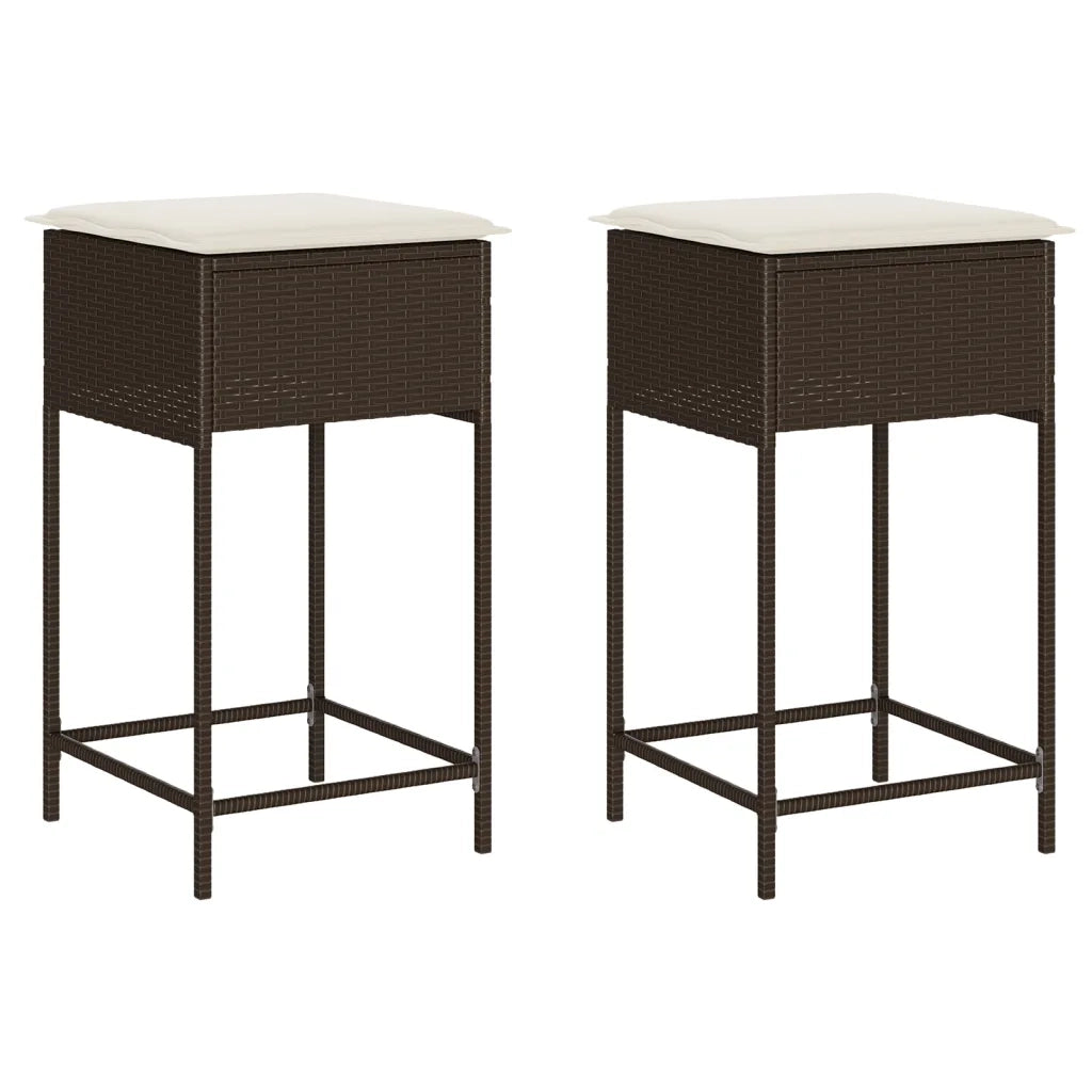 Sgabelli da Bar con Cuscini 2 pz Marroni in Polyrattan CFW6215272