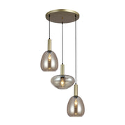 Lampadario rotondo oro vetro champagne 3xE27 Italux