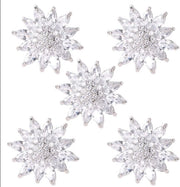 Decorazioni per tubi da giardino a forma di zinnia con perle metalliche e cristalli, set da 5 pezzi, 20 mm, accessori DIY in argento.