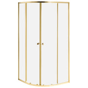 Box doccia semicircolare in vetro temperato con telaio in alluminio dorato e porta singola 90 x 90 x 190 cm dal design moderno