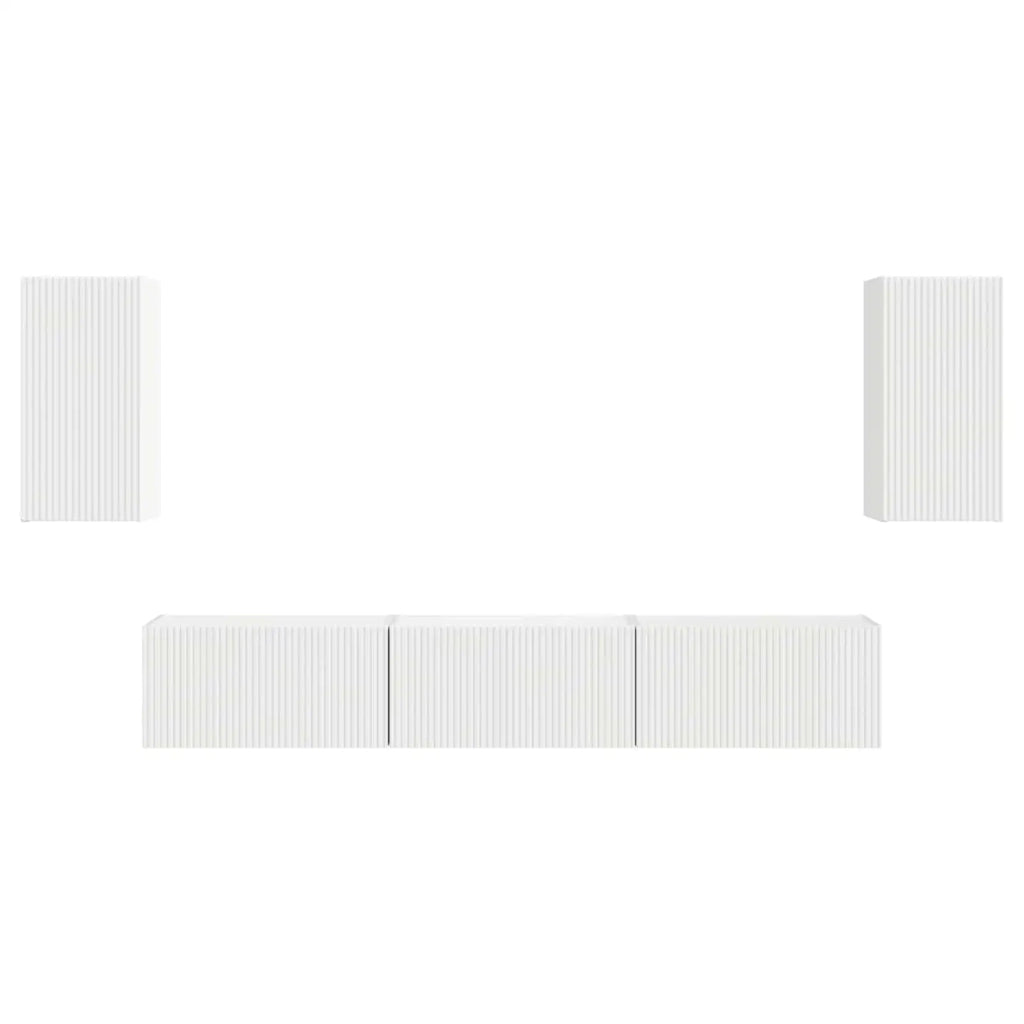 Set mobile TV Montaggio a parete 5 pcs Bianco Legno multistrato