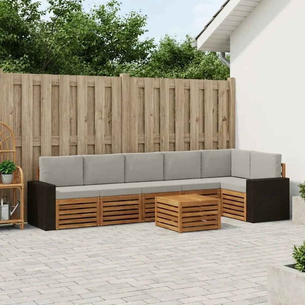 Set divano sezionale con cuscino 7 pcs Naturale e Grigio Chiaro 3384452