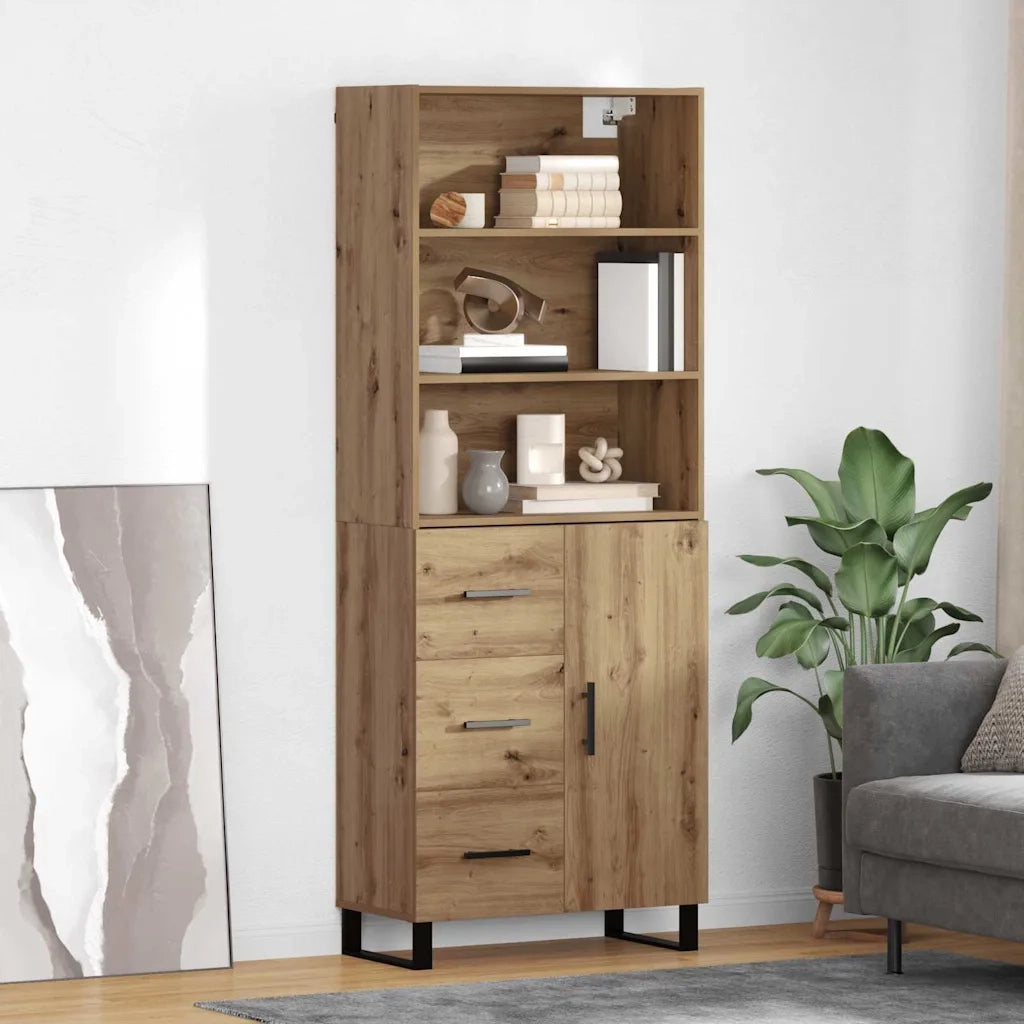 Credenza con Cassetto-Buffet-Armadio da cucina Rovere artigianale 69,5 x 34 x 180 cm 485702