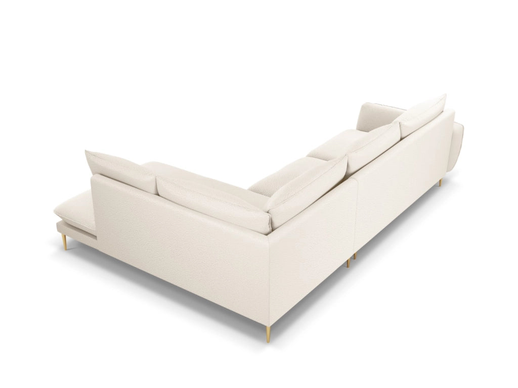 Cosmopolitan Design - Divano angolare destro "Vienna" 6 posti in bouclé beige 