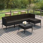 Set Divani da Giardino 6 pz con Cuscini in Polyrattan Nero 3094385