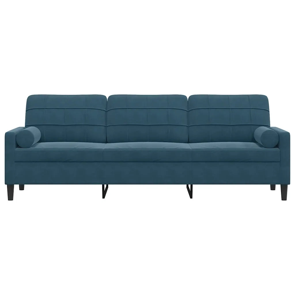 Divano a 3 Posti con Cuscini Blu 210 cm in Velluto 3278248