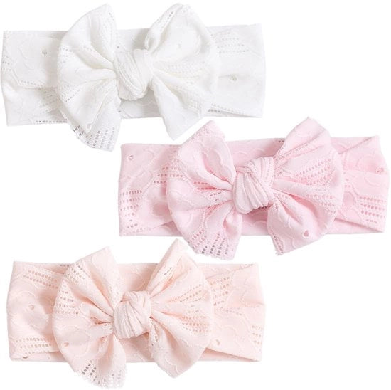 Set di Fasciature per Capelli a 3 pezzi - Fasciature morbide per capelli - Fasciature elastiche in nylon - Progettate a strisce - Adatti per bambini da 0 a 3 anni - Fasciature in cotone a respirazione - Fascia per capelli