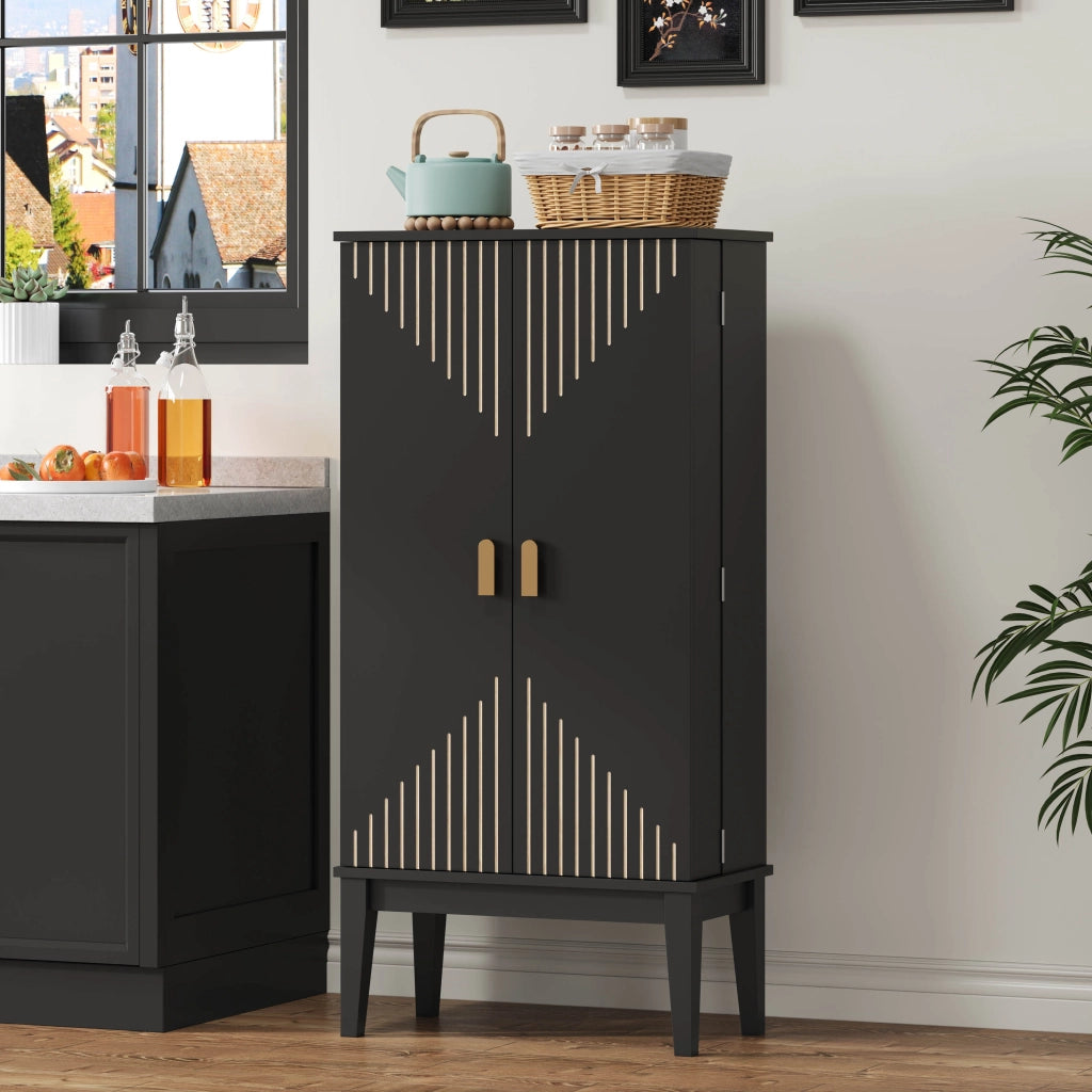 ARMADIO PORTAOGGETTI 120 x 59 x 30 cm MDF Nero stile vintage