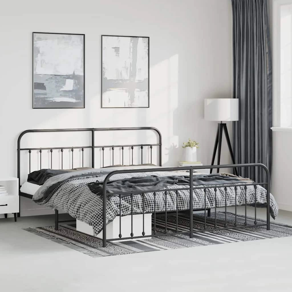 Giroletto con Testiera e Pediera Metallo Nero 193x203 cmcod mxl 129395