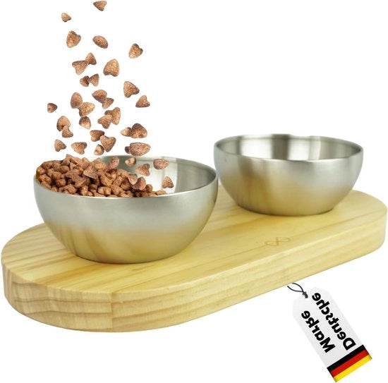 Sistema alimentare per cani elevato in acciaio inossidabile - per cani piccoli - stazione alimentare - insieme di ciotole per cani - insieme di ciotole per gatti - 2 ciotole
