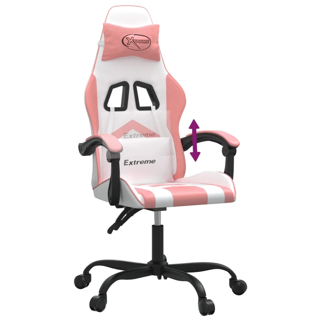 Sedia da Gaming | Sedia da e-sports Bianco e Rosa in Similpelle