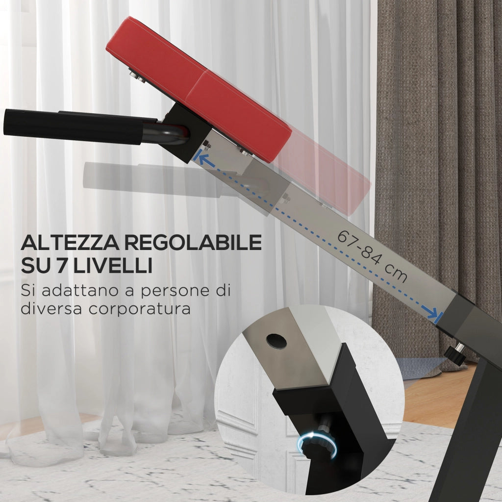 Sedia Romana ad Altezza Regolabile con Imbottitura Spessa, in Acciaio e PU, 126x70x67-84 cm, Nera
