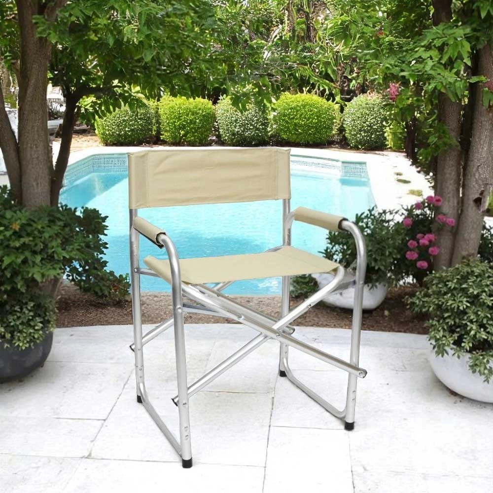 Sedia relax pieghevole Regista in alluminio con rivestimento in textilene beige
