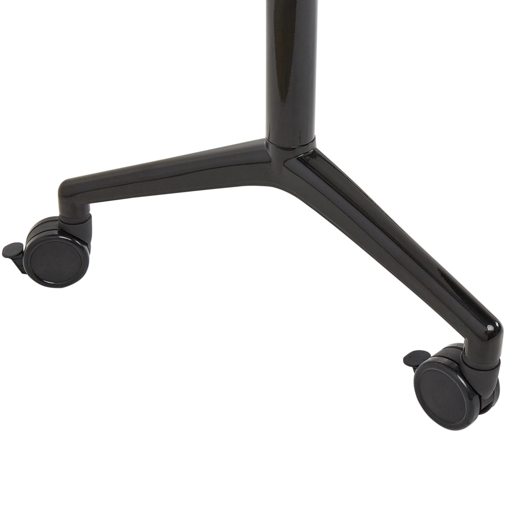 Scrivania rettangolare pieghevole con rotelle portatile con struttura in metallo bianco e nero 160 x 60 cm stile moderno