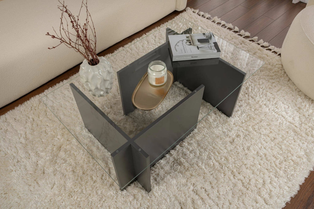 Azriel, Tavolino da Salotto Peso Massimo Supportato 10 kg, 105x65x40h cm Nero Antracite