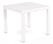 Tavolo Allungabile 90/163,5x90x76 cm in Metallo con Top in Vetro Bianco