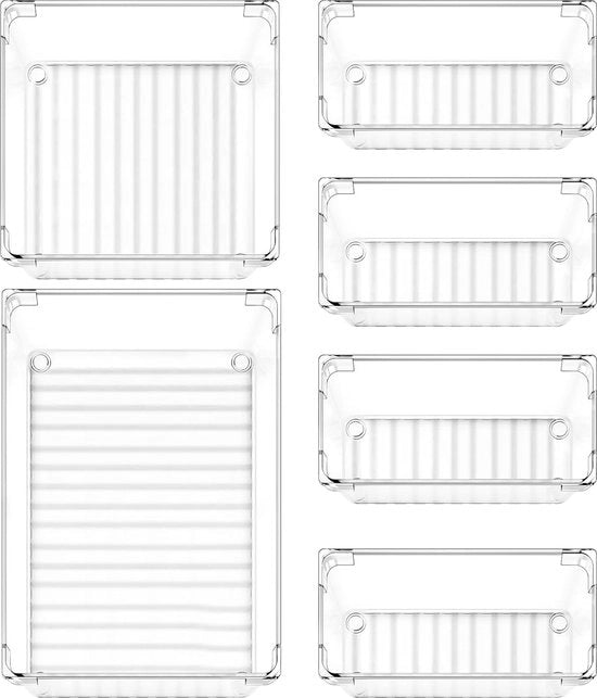 Organizzatore di trucco per tavolo, 6 pezzi di organizzatore di ricarica, sistema di controllo, organizzatore, tavolo di trucco, articoli da ricaricare per cassettiera di abbigliamento