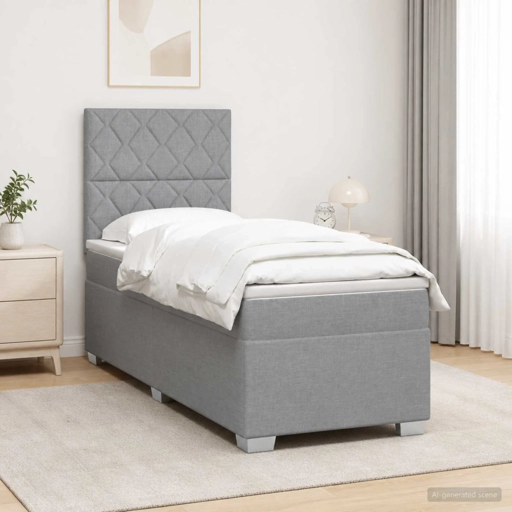 Letto box spring con materasso Grigio Chiaro 90 x 200 cm 3453325