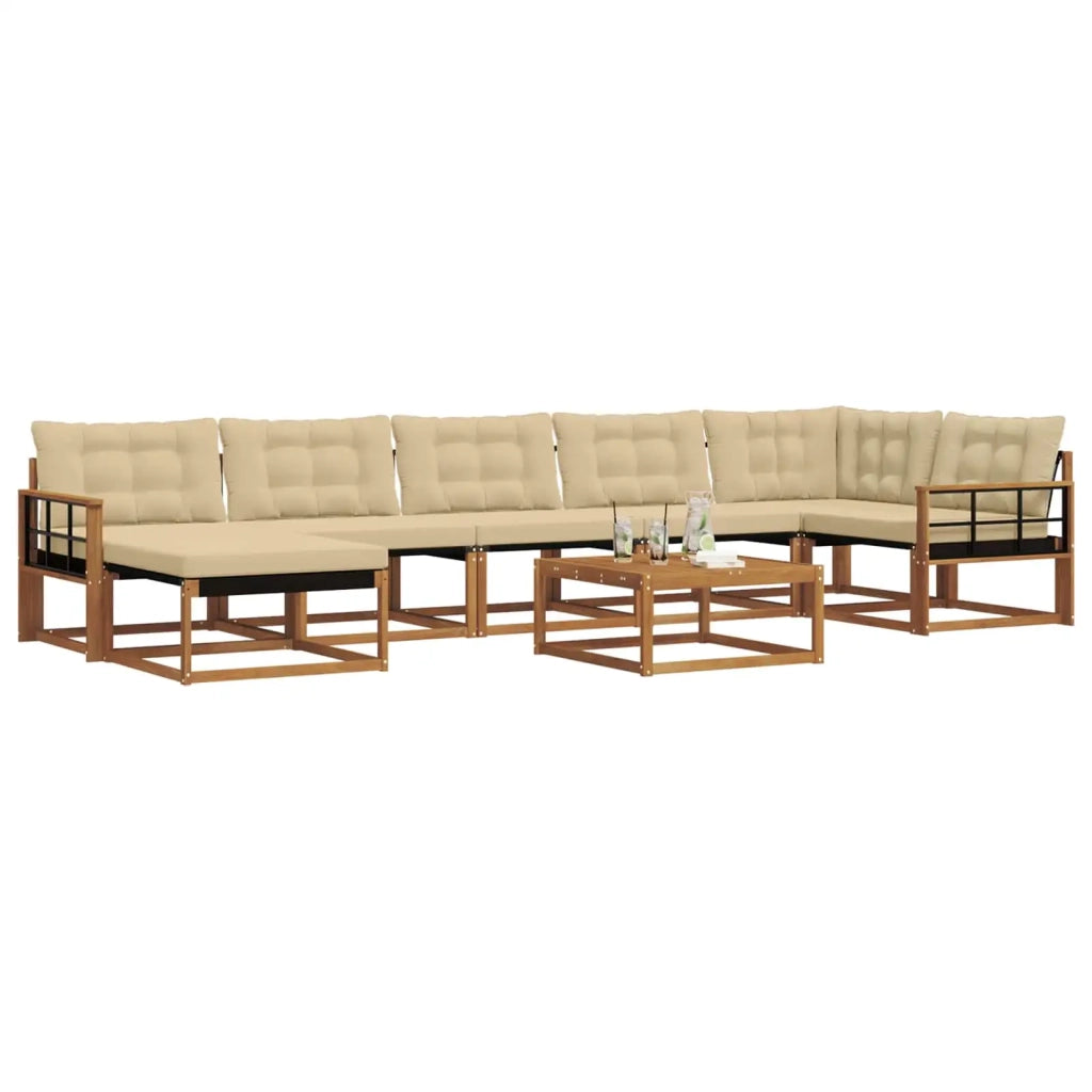 Set di divani da esterno con cuscino 22 pcs Naturale e Beige