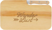 Scatola da snack in legno con incisione "Wanderlust" e misura 26 x 15 cm, tavola per colazione, tavola da taglio in legno, tavola da snack