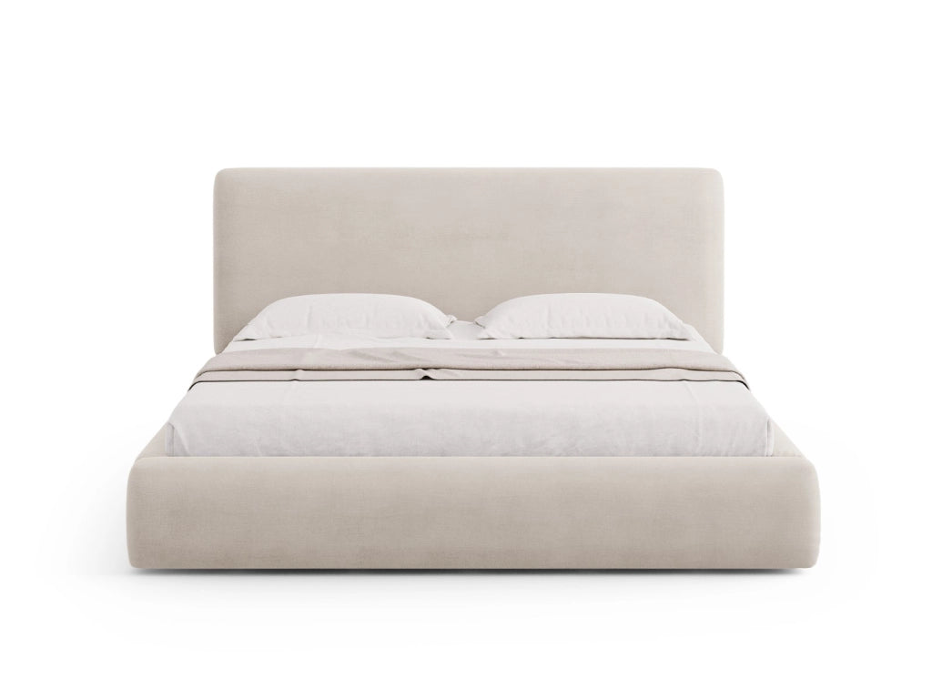 Cosmopolitan Design - Letto a cassettone con testiera "Colonel" 160x200cm in ciniglia beige 