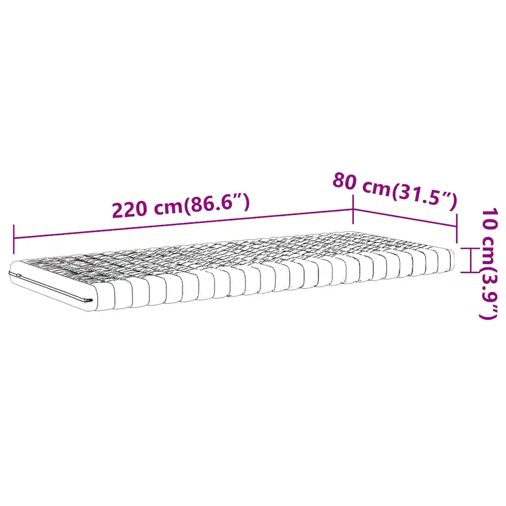 Materasso in Schiuma-Materasso per Letto Bianco 80x220 cm 7 Zone Durezza 20 ILD