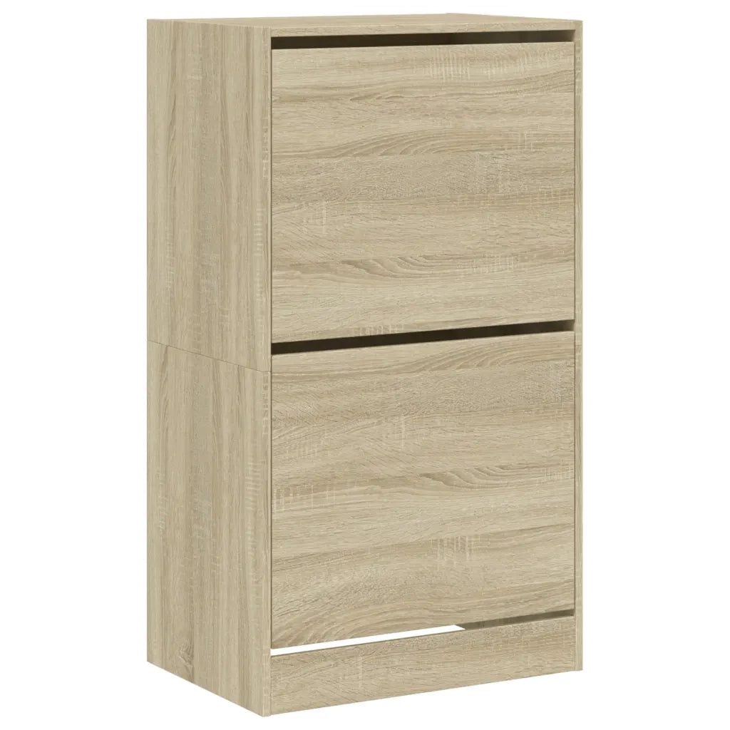Scarpiera 2 Cassetti Ribaltabili-Scaffale per scarpe Rovere Sonoma 60x42x108 cm