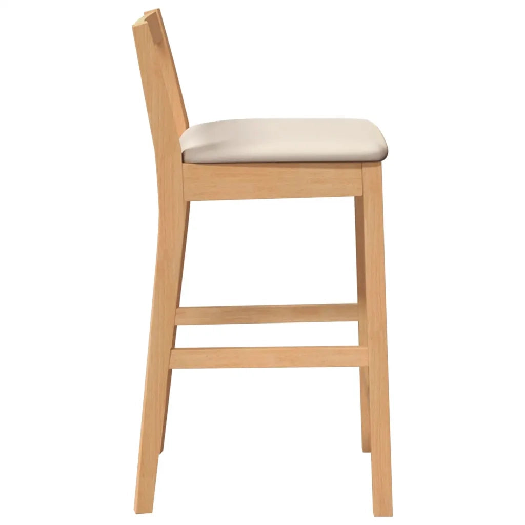 Sgabelli da Bar con Cuscini 2pz Naturale Legno Massello Hevea