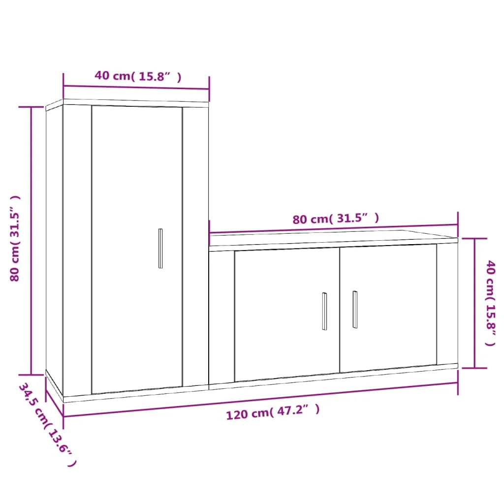 Set di mobili da 2 pezzi comprensivo di armadio credenza mobile TV televisore per soggiorno camera da letto salotto legno ingegnerizzato bianco 02_0024368