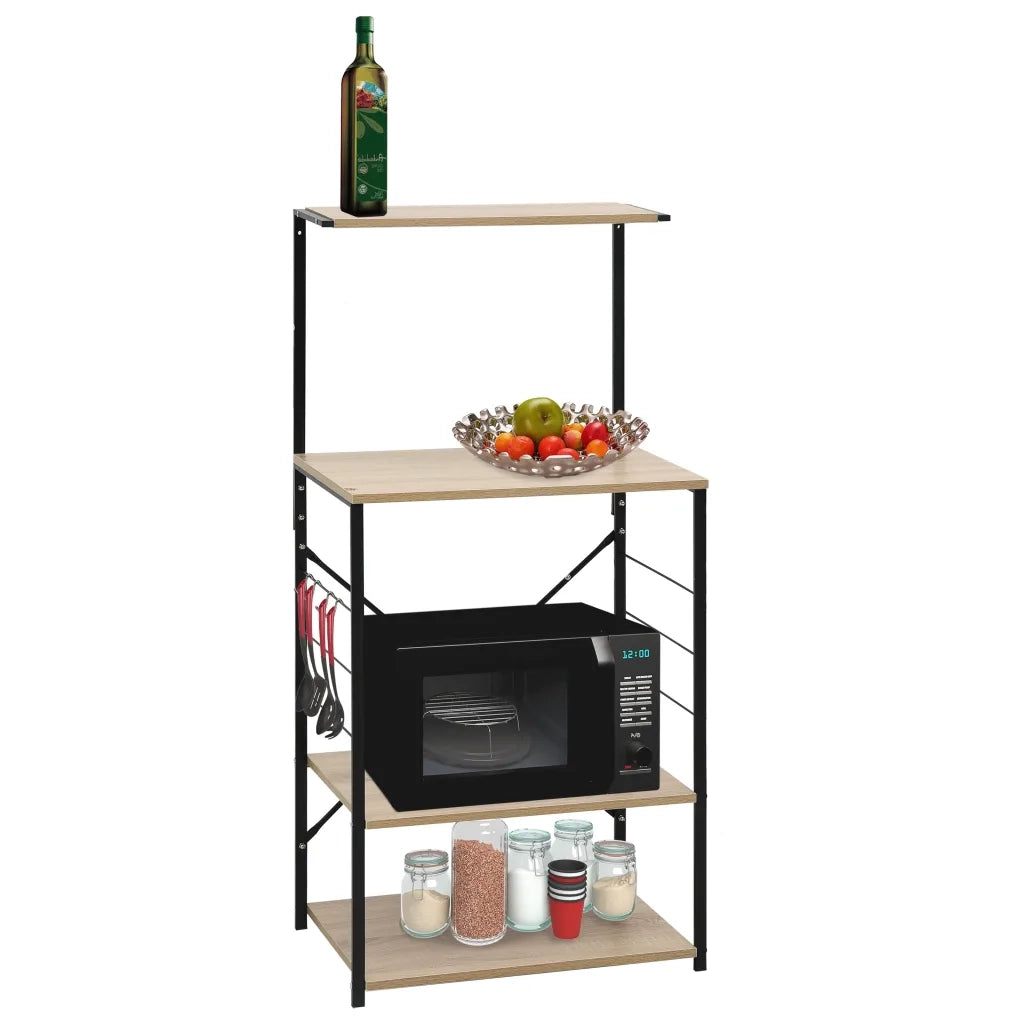 Mobile Microonde Nero e Rovere 60x39,6x123cm Legno Multistrato CFW3344476