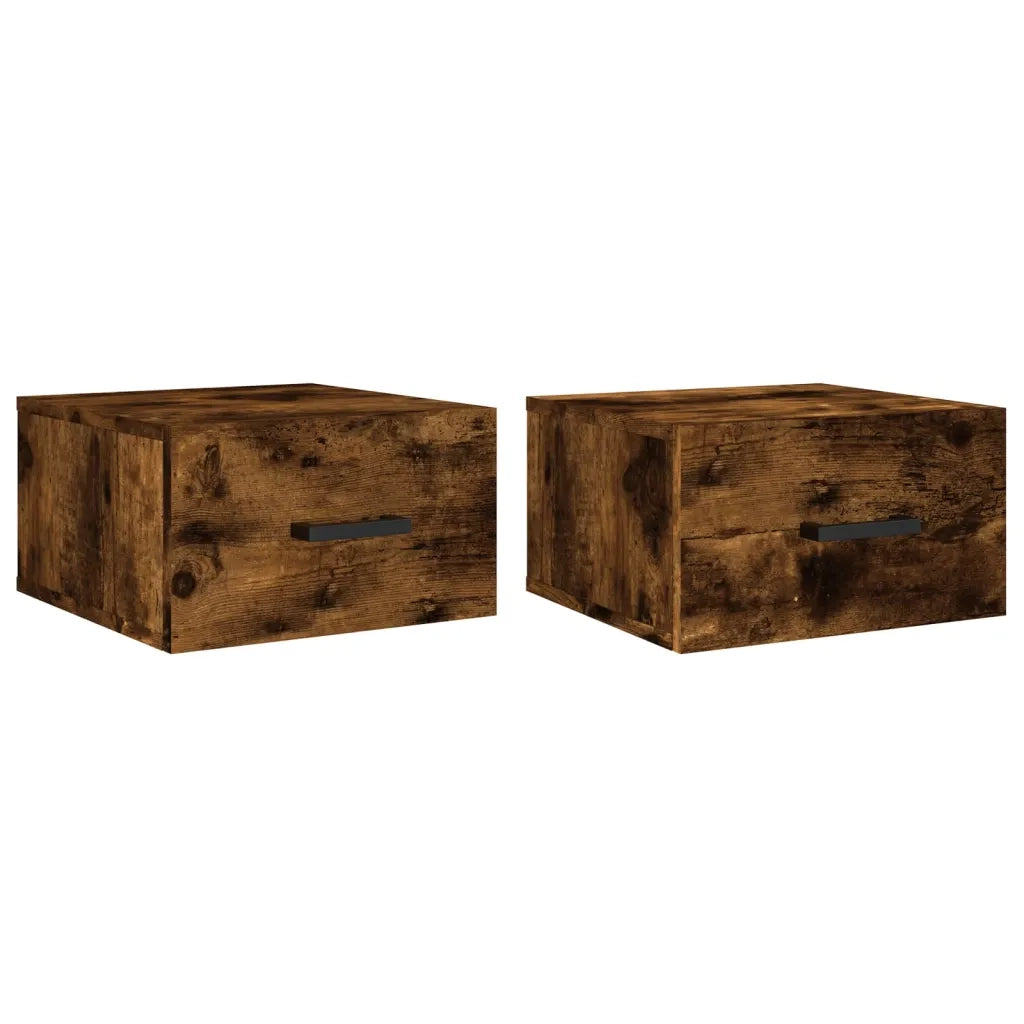 Comodini a Muro 2 pz-Set di 2 Tavolino da notte Rovere Fumo 35x35x20 cm 734054