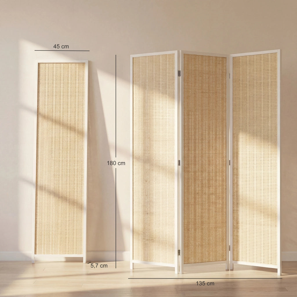 Paravento in legno 3 ante ¨C zephmum ¨C bianco 135x180 cm