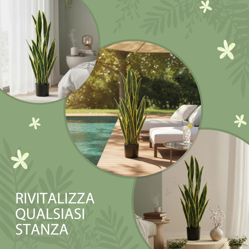 Sanseveria Artificiale in Vaso da Esterno e Interno con 21 Foglie Modellabili, ?20x90 cm