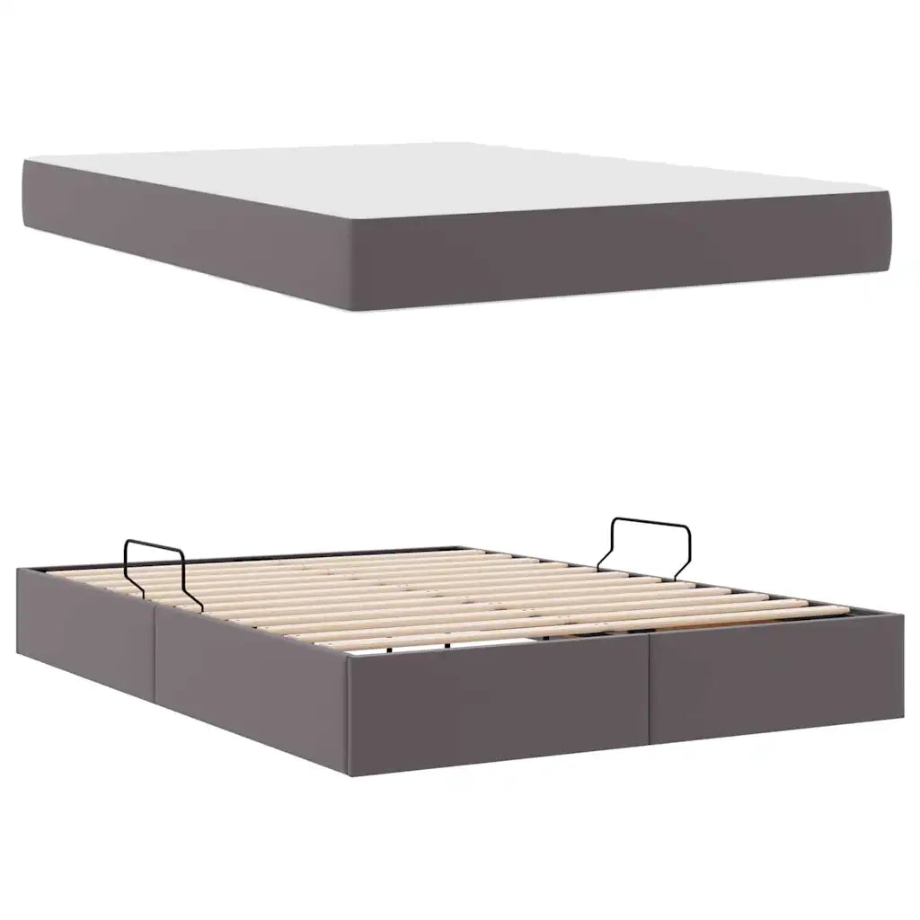 Letto con contenitore e materasso 2 pcs Grigio Pelle 3399614
