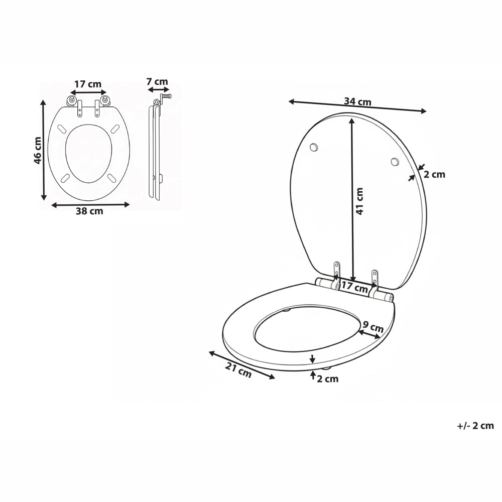 Sedile WC Soft Close MDF bianco lucido 46 x 38 cm Sistema di sgancio rapido Stile tradizionale WC bagno