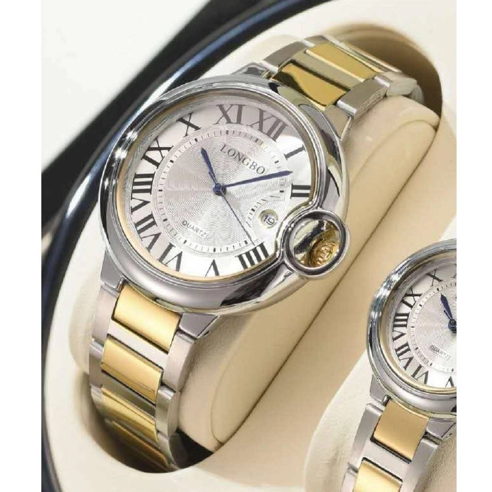 Trade Shop - Orologio Da Polso Uomo Donna Longbo 80771 Quarzo Data Impermeabile Silver Dorato -