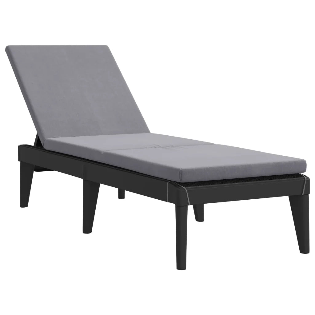Lettino con Cuscino Antracite 186x60x29 cm in PP 364223
