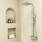 Colonne doccia AICA ITALY, Miscelatore termostatico doccia con soffione quadrato 25x25cm in acciaio inox cromato lucido