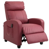 Poltrona Relax Massaggiante con Telecomando e 8 Programmi, Reclinazione e Poggiapiedi, Rosso