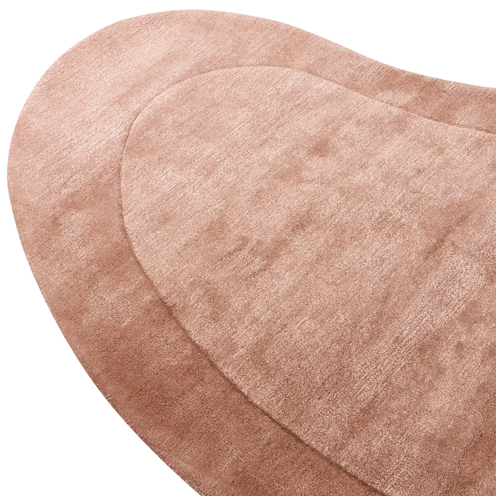 Tappeto per aree in viscosa marrone dorato 160 x 230 cm Tappeto organico a forma di rene per accenti