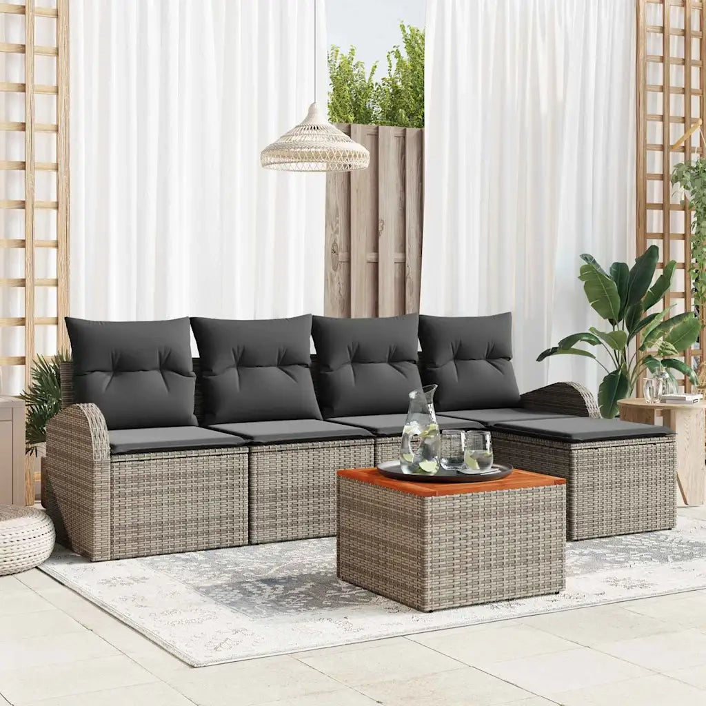 Set Divano da Giardino 6 pcs Grigio polyrattan