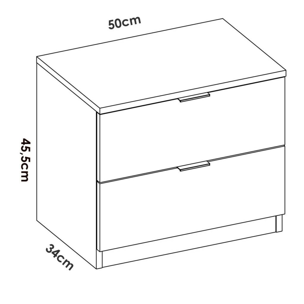 Comodino Banyan, Comò basso, Tavolino da notte, Mensola da letto, 50x34 h46 cm, Bianco