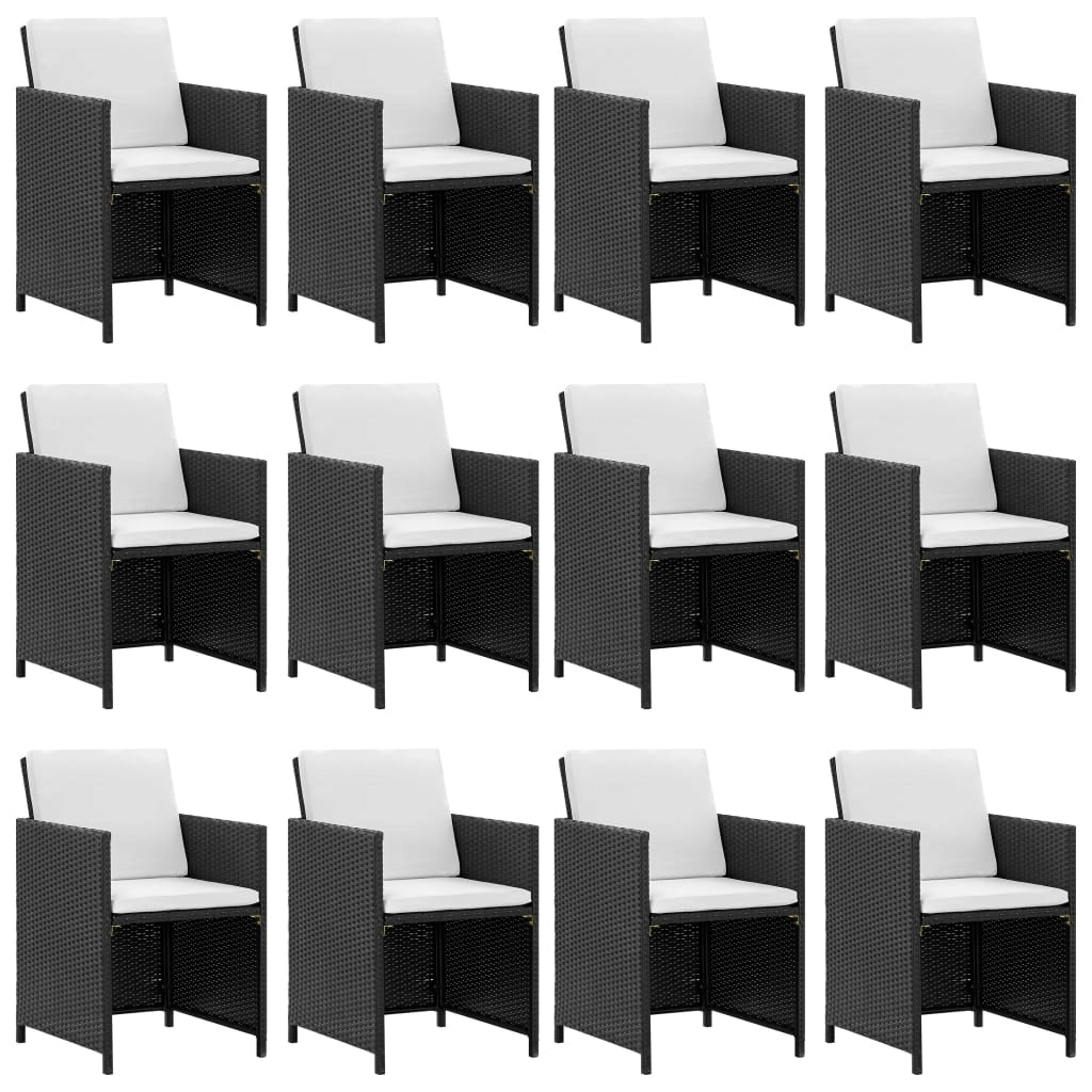 Set di mobili da giardino per esterni 13 pezzi con cuscini resina intrecciata nera 02_0015783