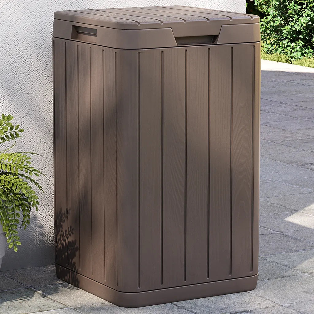 Cestino per Rifiuti da Esterno Marrone 38x38x65 cm in PP CFW7316035
