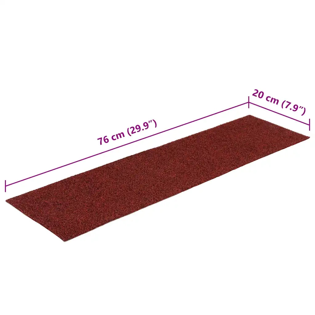 Tappetini per scale autoadesivi 15 pz | Gradini per Scale 76x20 cm Bordeaux Rosso Rettangolari