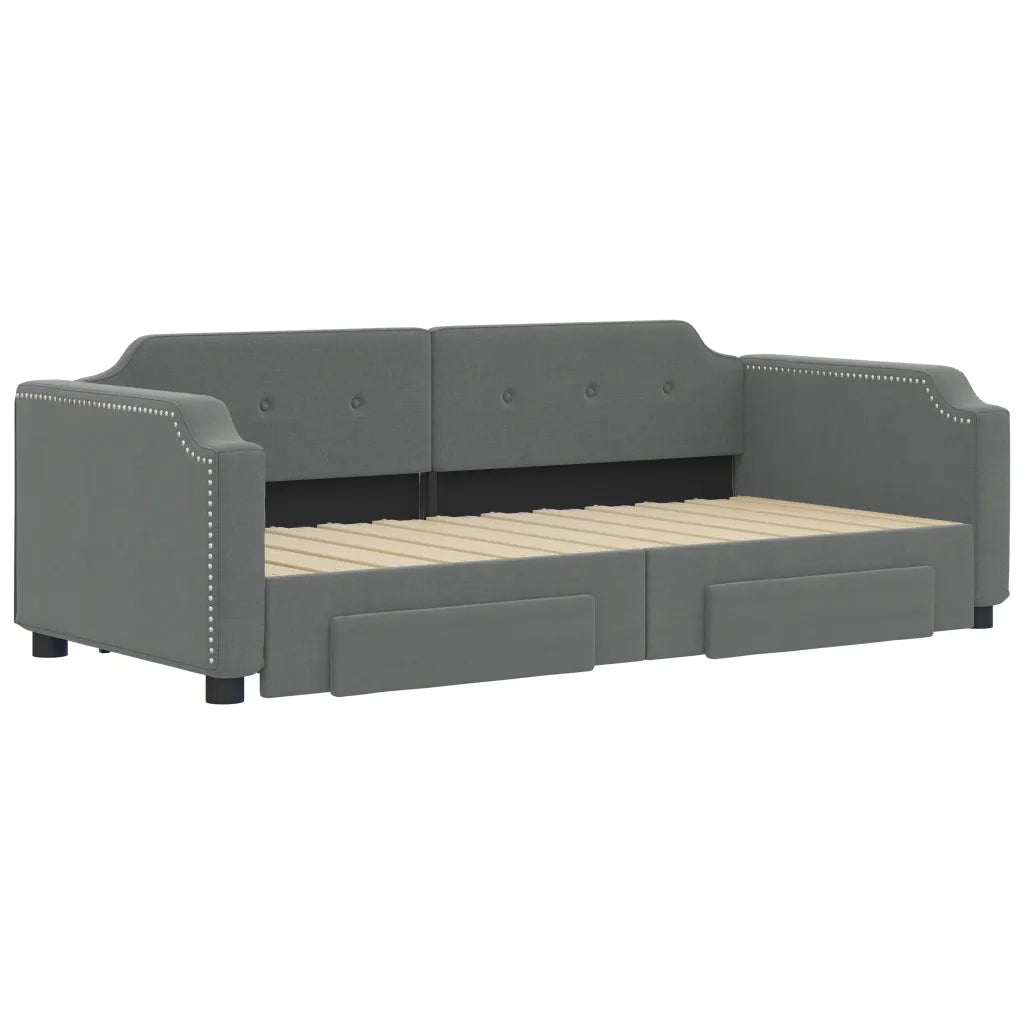 Divano letto | Sof¨¤ letto | Letto singolo Estraibile Cassetti Grigio Scuro 100x200cm Tessuto