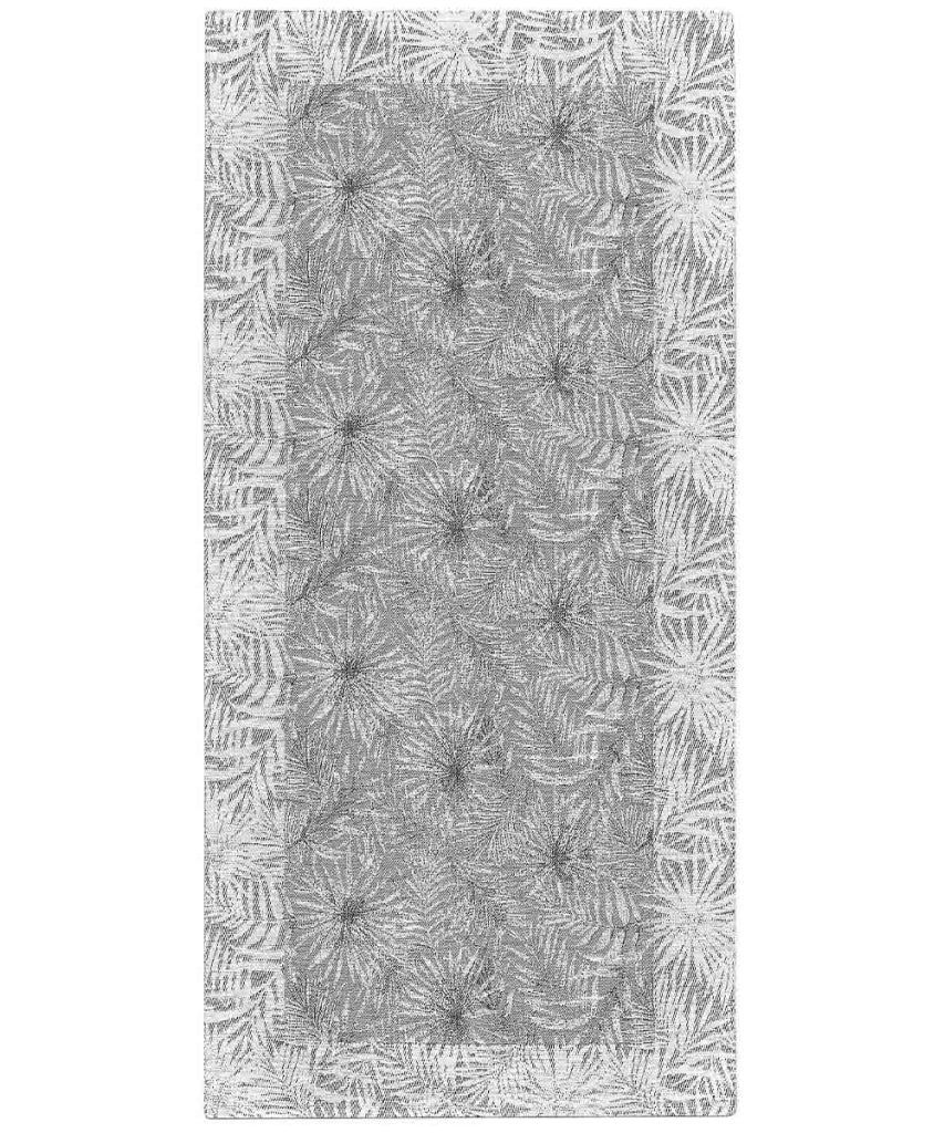 Tappeto passatoia moderno MALESIA GRIGIO PERLA disegno giungla tropicale natura foglie felci, arredo cucina corridoio multiuso lavabile antiscivolo cm.55x115